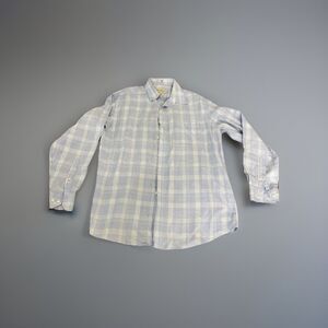 Tommy Bahama Shirt Mens 16 34-35 Blue Plaid Dress Button Up Long Sleeve